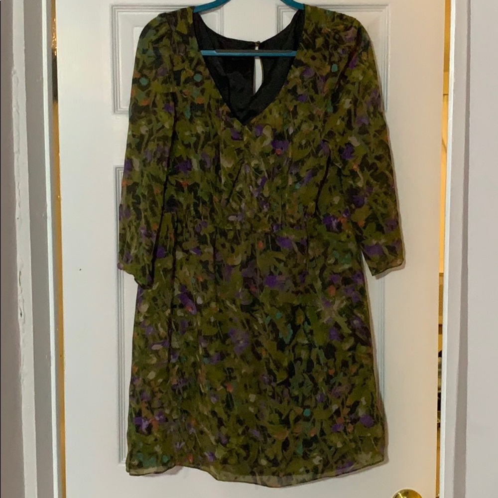 Floral Jcrew dress w/ sheer sleeves &elastic waist